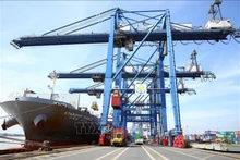 Bốc xếp hàng hóa tại cảng Cát Lái, TP Hồ Chí Minh. (Ảnh: TTXVN)