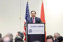 Thủ tướng Phạm Minh Chính phát biểu trước các nhà đầu tư và doanh nghiệp Hoa Kỳ. (Ảnh: Dương Giang/TTXVN)