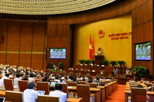 Phiên họp tại hội trường của Quốc hội sáng 31/5. (Ảnh: LINH KHOA)