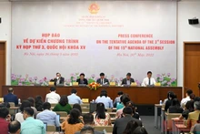 Buổi họp báo về dự kiến chương trình Kỳ họp thứ ba, Quốc hội khóa XV. (Ảnh: DUY LINH)