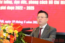 Đồng chí Lê Quốc Minh, Tổng Biên tập Báo Nhân Dân, Phó Trưởng Ban Tuyên giáo Trung ương, Chủ tịch Hội Nhà báo Việt Nam phát biểu tại lễ phát động.