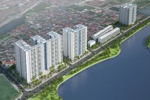 Phối cảnh dự án nhà ở xã hội Thượng Thanh, quận Long Biên. (Ảnh: NGỌC ANH)