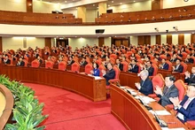 Quang cảnh Hội nghị lần thứ 5 Ban Chấp hành Trung ương Đảng Cộng sản Việt Nam khóa XIII. (Ảnh: ĐĂNG KHOA)