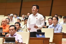 Bộ trưởng Công thương Nguyễn Hồng Diên phát biểu tại phiên thảo luận của Quốc hội chiều 30/5. (Ảnh: NGUYÊN LINH)