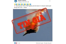 Một tài khoản Facebook chia sẻ hình ảnh máy bay chiến đấu bốc cháy với chú thích sai lệch. (Ảnh chụp màn hình)