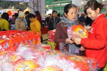 Người dân huyện Ứng Hòa (Hà Nội) mua sắm tại Chợ Tết Hapro 2020.