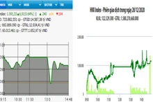 Diễn biến VN-Index và HNX-Index, phiên giao dịch ngày 28-12. 