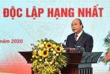 Thủ tướng Nguyễn Xuân Phúc phát biểu tại buổi lễ. (Ảnh: QUANG HIẾU)