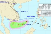 Vị trí và hướng di chuyển của bão số 14. (Nguồn: nchmf.gov.vn)
