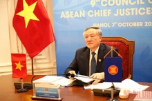 Chánh án Tòa án nhân dân tối cao Nguyễn Hòa Bình phát biểu tại phiên khai mạc CACJ lần thứ 9.