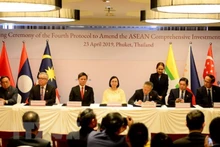 Ngày 23/4/2019, các Bộ trưởng Kinh tế ASEAN đã chính thức ký Hiệp định Thương mại Dịch vụ ASEAN (ATISA). (Ảnh: Ngọc Quang/TTXVN)