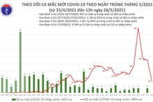 Biểu đồ các ca mắc Covid-19 theo ngày trong tháng 5-2012, tính đến 12 giờ ngày 28-5. (Ảnh: Bộ Y tế)