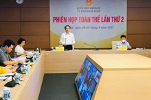 Chủ nhiệm Ủy ban Pháp luật của Quốc hội Hoàng Thanh Tùng phát biểu tại phiên họp.