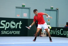 Lý Hoàng Nam thi đấu tại Davis Cup 2021. (Ảnh: Liên đoàn Quần vợt Việt Nam)