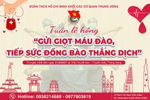Chương trình “Gửi giọt máu đào - Tiếp sức đồng bào thắng dịch” sẽ diễn ra từ ngày 14 đến ngày 21/9/2021.