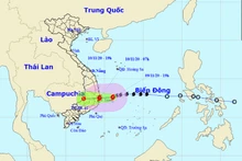 Vị trí và hướng di chuyển của bão số 12. (Nguồn: nchmf.gov.vn)