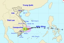 Vị trí và hướng di chuyển của bão số 12. (Nguồn: nchmf.gov.vn)
