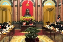 Phó Chủ tịch nước Võ Thị Ánh Xuân phát biểu tại buổi gặp mặt.