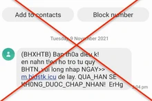 Cần cảnh giác với tin nhắn từ các đầu số lạ lừa đảo thông tin về nhận hỗ trợ từ Quỹ Bảo hiểm thất nghiệp (Ảnh: VSS).
