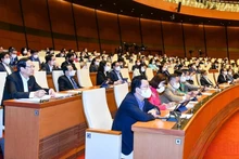 Các đại biểu Quốc hội tham dự phiên họp tại hội trường Diên Hồng. (Ảnh: LINH NGUYÊN)