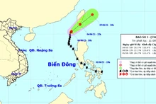 Vị trí và hướng di chuyển của bão số 1. (Nguồn: nchmf.gov.vn)