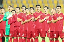 Những “chiến binh sao vàng” đã chính thức lập nên kỳ tích giành vé vào vòng loại thứ 3 World Cup 2022. (Ảnh: TTXVN)