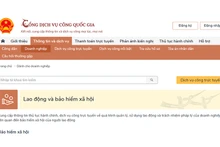 Dịch vụ công về lao động, bảo hiểm xã hội trên Cổng Dịch vụ công quốc gia.