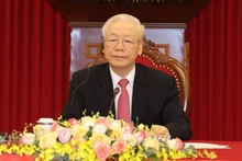Tổng Bí thư Nguyễn Phú Trọng điện đàm với Thủ tướng Ấn Độ Narendra Modi. (Ảnh: TTXVN)