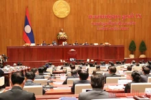 Toàn cảnh phiên khai mạc kỳ họp thứ nhất Quốc hội Lào khóa IX.