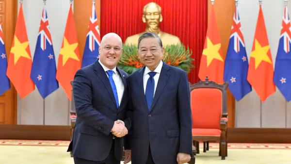 Ngày 26/2/2025, tại Trụ sở Trung ương Đảng, Tổng Bí thư Tô Lâm tiếp Thủ tướng New Zealand Christopher Luxon thăm chính thức Việt Nam và tham dự Diễn đàn Tương lai ASEAN lần thứ hai tại Hà Nội. (Ảnh: ĐĂNG KHOA)