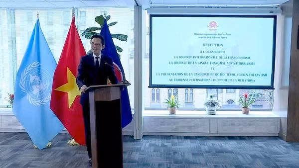 Đại sứ Đỗ Hùng Việt, Trưởng Phái đoàn thường trực Việt Nam tại Liên hợp quốc phát biểu tại sự kiện. (Ảnh do Phái đoàn thường trực Việt Nam tại Liên hợp quốc cung cấp)