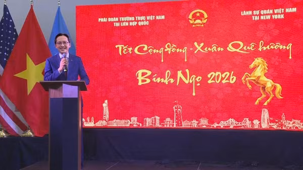 Đại sứ Đỗ Hùng Việt, Trưởng Phái đoàn Thường trực Việt Nam tại Liên hợp quốc phát biểu tại chương trình. (Ảnh do Phái đoàn Thường trực Việt Nam tại Liên hợp quốc cung cấp)