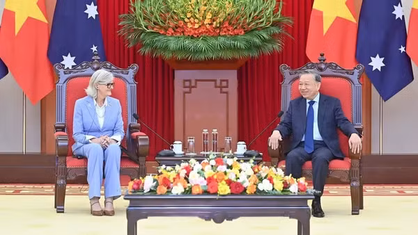 Tổng Bí thư Tô Lâm tiếp Toàn quyền Australia Sam Mostyn trong chuyến thăm cấp Nhà nước tới Việt Nam từ ngày 9-12/9/2025. (Ảnh: ĐĂNG KHOA) 