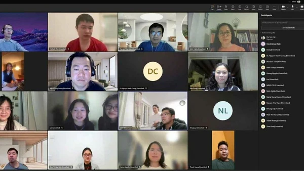 Các đại biểu tham gia đóng góp ý kiến bằng hình thức tọa đàm trực tuyến. (Ảnh: Đại sứ quán Việt Nam tại Đức)