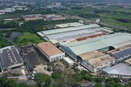 Khu công nghiệp Tân Phú Trung (huyện Củ Chi cũ) nhìn từ trên cao. (Ảnh minh họa, THẾ ANH)