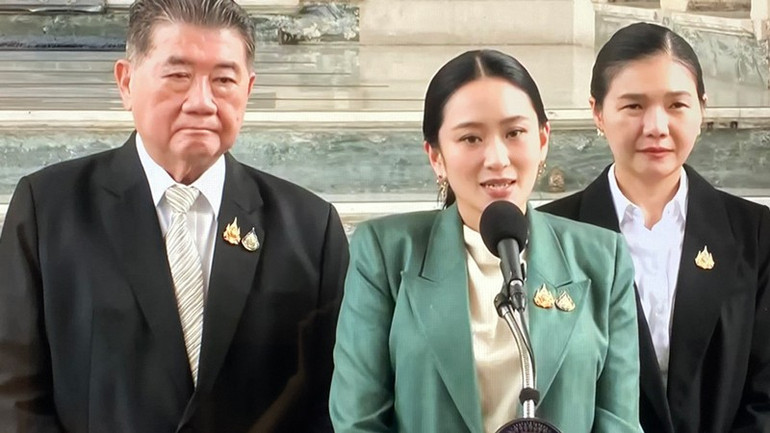 Bà Paetongtarn Shinawatra tuyên bố tuân thủ nghị quyết của Tòa án Hiến pháp Thái Lan. (Ảnh: Chụp màn hình) anh-1-6788.jpg