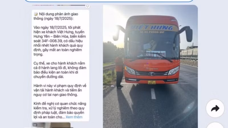 Từ tin nhắn phản ánh của người dân, lực lượng Cảnh sát giao thông đã xử lý kịp thời vi phạm.