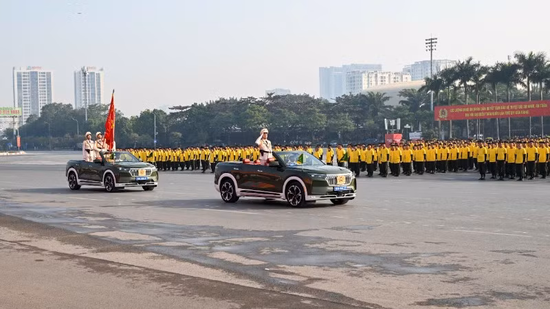 Cán bộ, chiến sĩ Công an nhân dân xuất quân và diễn tập bảo vệ Đại hội đại biểu toàn quốc lần thứ XIV của Đảng.