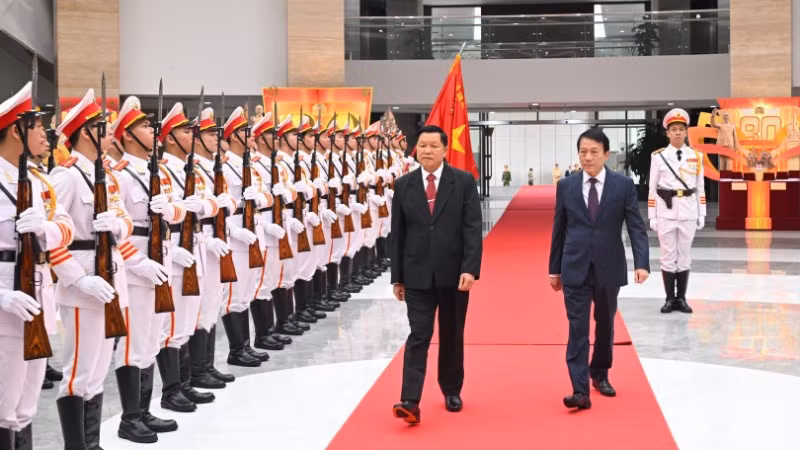 Đại tướng Lương Tam Quang đón Bộ trưởng Công an Lào Vanthong Kongmany thăm, làm việc tại Bộ Công an Việt Nam.