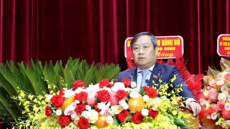 Bí thư Tỉnh ủy Quảng Ninh Vũ Đại Thắng phát biểu tại đại hội. vd-3.jpg
