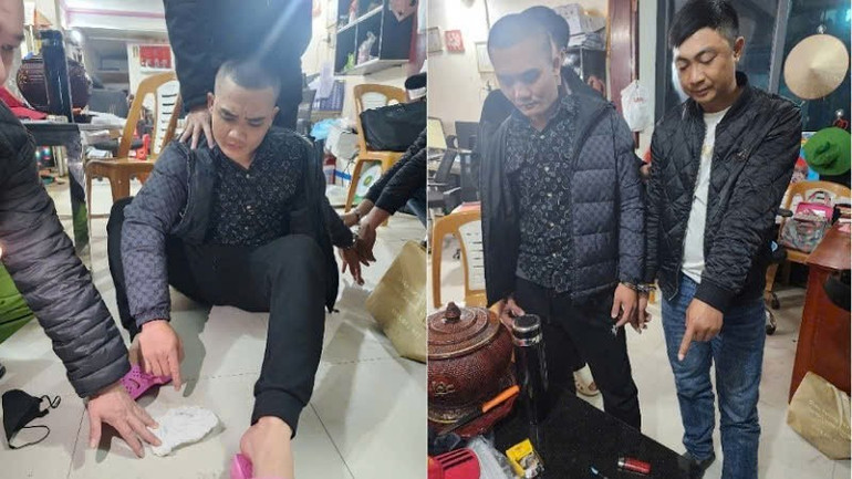 Đối tượng Nguyễn Văn Phong và Bùi Đình Lục cùng tang vật. anh-ma-tuy-2.jpg