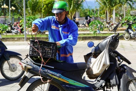 Người dân nhận sinh kế là gà giống để phát triển sinh kế hàng ngày.