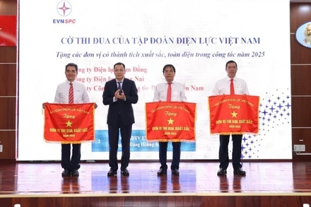 EVN tặng cờ thi đua cho các đơn vị của EVNSPC.