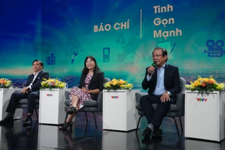 Lãnh đạo các cơ quan báo chí trao đổi tại tọa đàm. (Ảnh: CTV)