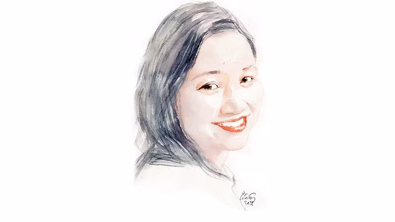 Ký họa chân dung nhà thơ Lữ Mai của họa sĩ Đỗ Hoàng Tường.