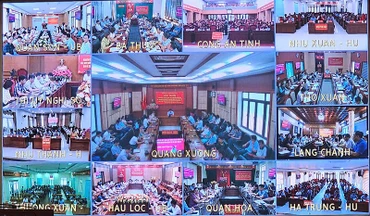 Các điểm cầu trực tuyến đến các ngành, địa phương trong tỉnh Thanh Hóa.
