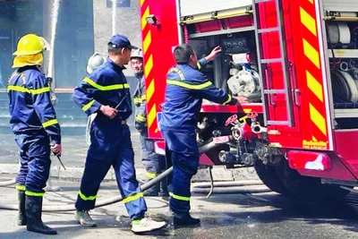 Lực lượng Cảnh sát phòng cháy, chữa cháy và cứu nạn, cứu hộ diễn tập phương án phòng, chống cháy nổ mùa hanh khô.