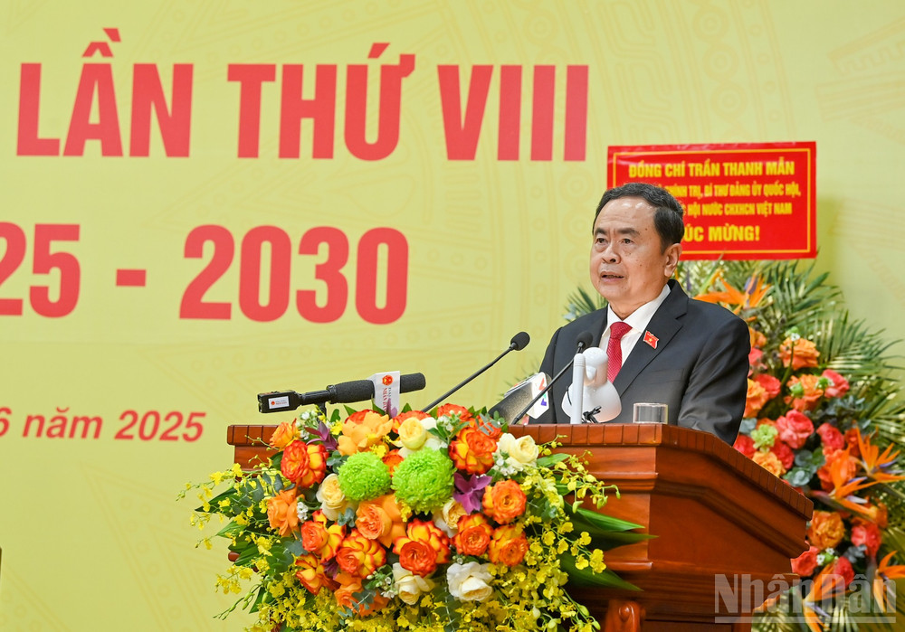Bí thư Đảng ủy Quốc hội, Chủ tịch Quốc hội Trần Thanh Mẫn phát biểu chỉ đạo Đại hội. ndo_br_bnd-5406.jpg