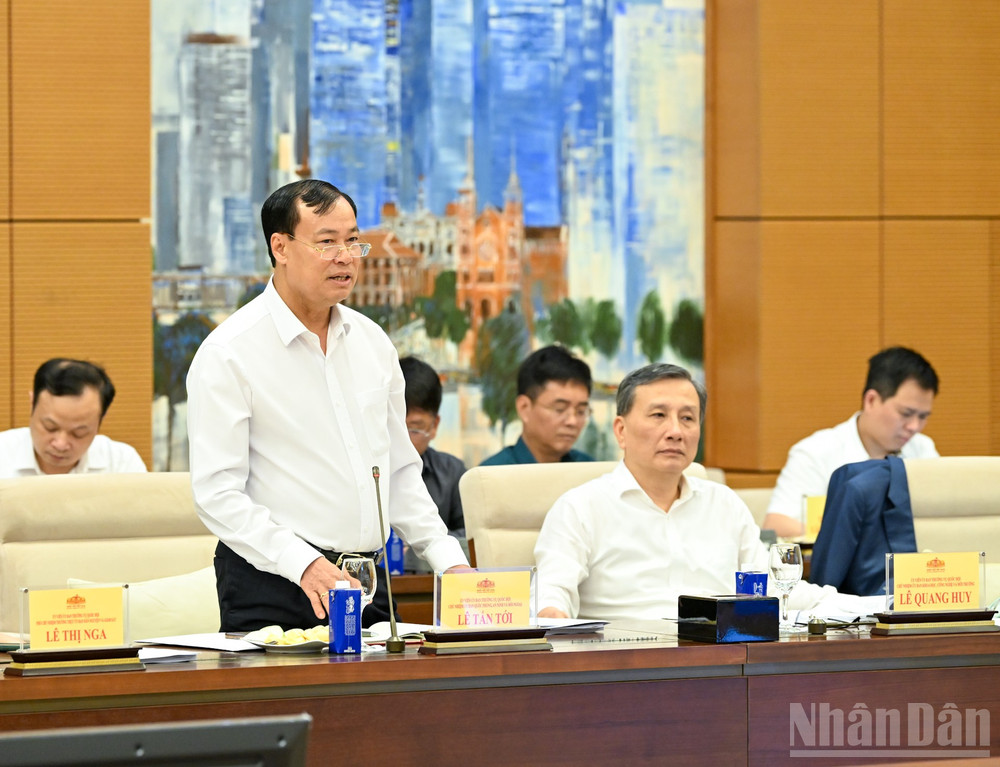 Chủ nhiệm Ủy ban Quốc phòng, An ninh và Đối ngoại Lê Tấn Tới phát biểu tại cuộc họp. ndo_br_7-1722.jpg
