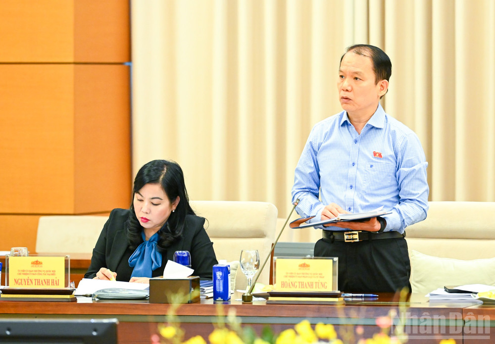 Chủ nhiệm Ủy ban Pháp luật và Tư pháp Hoàng Thanh Tùng phát biểu tại cuộc họp. ndo_br_6-1719.jpg